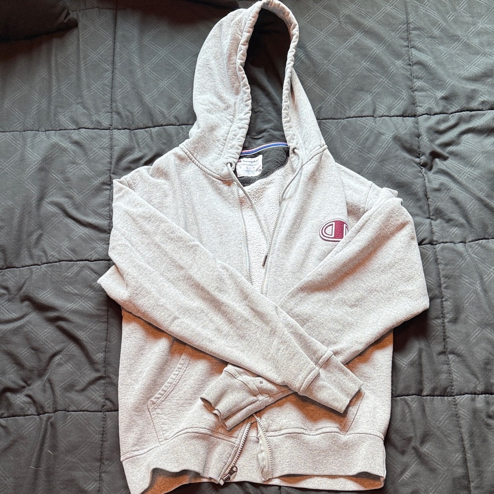 Champion Light Gray Zip-Up Hoodie